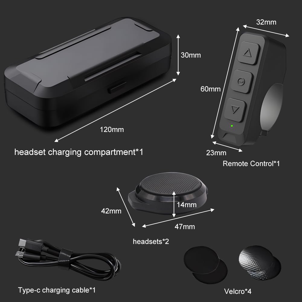 OBEST Cuffie Bluetooth per casco da moto, altoparlante Bluetooth per casco da moto, installazione wireless con telecomando, BT5.3 con cancellazione del rumore, batteria 1900 mAh, oltre 50 ore di