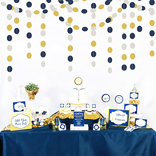 Image of Navy-Blue Ivory-White Gold Party-Decorations Garland - 52Ft Graduation 2025 Hanging Paper Banner Streamers,Farewell Wedding Bachelorette Engagement Men Nautical Birthday Decor Panduola