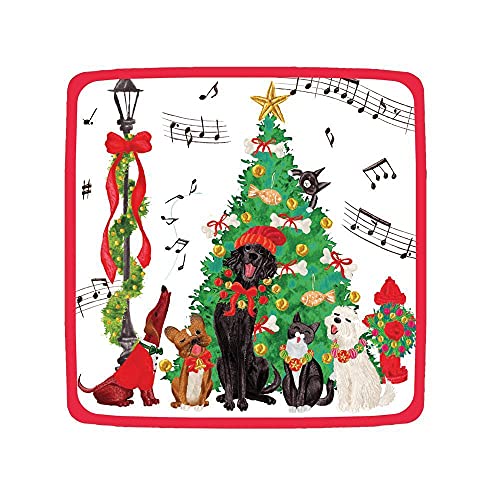 Caspari Christmas Caroling Pets Square Paper Salad & Dessert Plates - 16 Count Caspari Christmas Caroling Pets Square Paper Salad & Dessert Plates - 16 Count