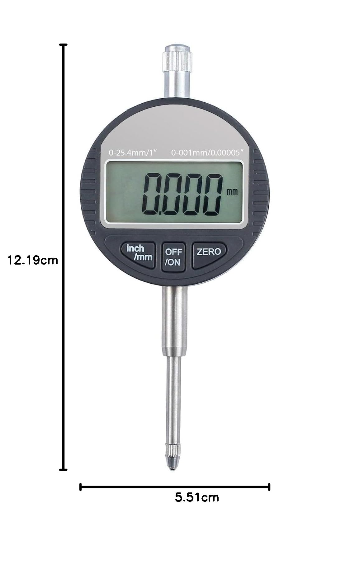 AUTOUTLET Comparatore Micrometro Millesimale DTI 0,001/0,00005” Indicatore a Quadrante Digitale Calibro di Precisione da 0-25,4 mm/1'' Indicatore Elettronico