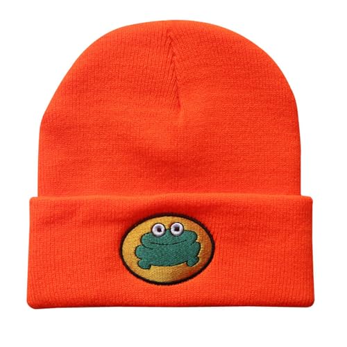 CazDopaM Cute Cartoon TV Parappa The Rapper Frog Knitted Beanie Hats Unisex Fashion (Orange)