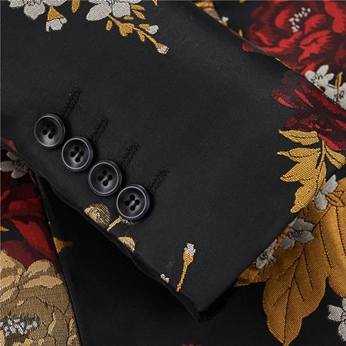 Men's Floral Tuxedo Prom Suit Jacket Wedding Fitted Suits Coat Slim Fit Flower Party Blazer Jackets4