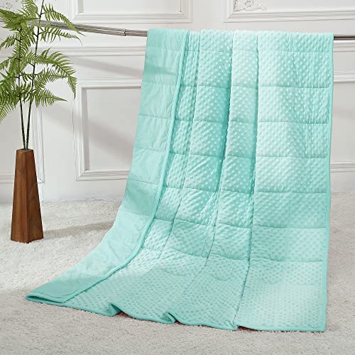 Alomidds Weighted Blanket (48"x72",15lbs Twin Size - Teal), Weighted Blankets for Adults, Cooling Breathable Soft and Comfort Minky, Heavy Blanket Microfiber Material with Glass Beads by Alomidds - Used condition - US$41.75