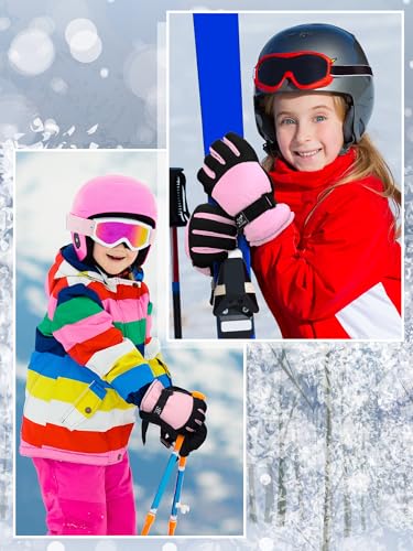Image of Geyoga Kids Waterproof Winter Snow Ski Gloves for Boy Girl Outdoor Warm Thickening Snowboard Gloves