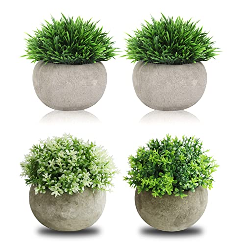 THE BLOOM TIMES 4 Packs Mini Potted Fake Plants for