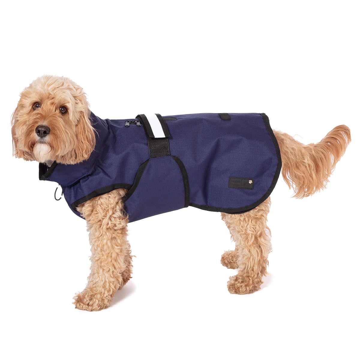 Danish Design 3-in-1 Dog Coat Navy, 25cm (10in) - All Weather, Waterpoof, Fleece-Lined, Reflective Raincoat for Dogs