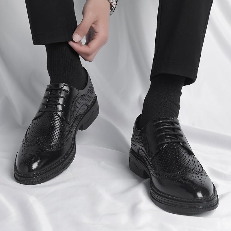 Hollow Dress Oxford Shoes for Men Brogues Breathable Men's PU Leather Oxford Shoes Classic Lace-up Formal Tuxedo Shoes Formal Dress Shoes for Wedding Party Office3