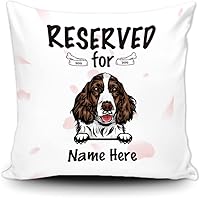 Vista 1 de Funda de almohada personalizada reservada para el perro, Springer Spaniel inglés, cachorro, mascota, funda de almohada de lona blanca