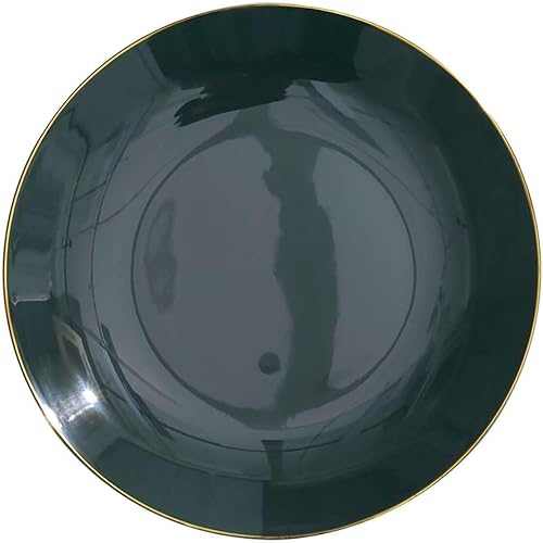 Miniatura 52 de Efavormart - Paquete de 10 platos redondos de plástico martillado transparente de 9 pulgadas para aperitivos de postres con borde dorado, plato