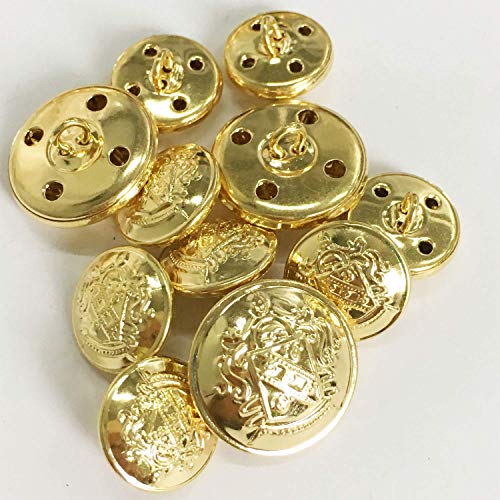 Grekywin Vintage Metal Button Brass High-Grade Buttons For Jeans, Coat, Blazer, Suits, Jacket Etc. Exotic Customs Style (Gold) #TOP3