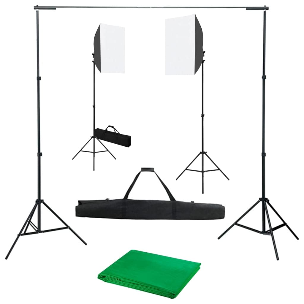 Set da studio fotografico con sistema di sfondo softbox e treppiede regolabile per ritratti, prodotti e videografia, con borse per il trasporto