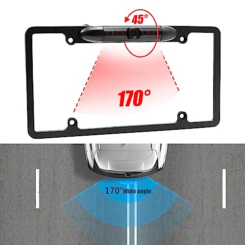 Image of License Plate Backup Camera, Waterproof IP68 Backup View Camera, Car Rear View Camera Night Vision with Infrared LED, 170All-Round View, Reverse Camera for Cars