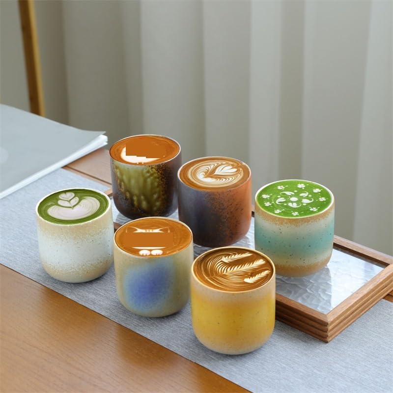Ceramiczny kubek do matchy w stylu retro, kamionkowy kubek o małej pojemności, do herbaty i kawy, stylowy zestaw kubków z zaparzaczem - idealny dla miłośników herbaty i dekoracji domu - unikalny