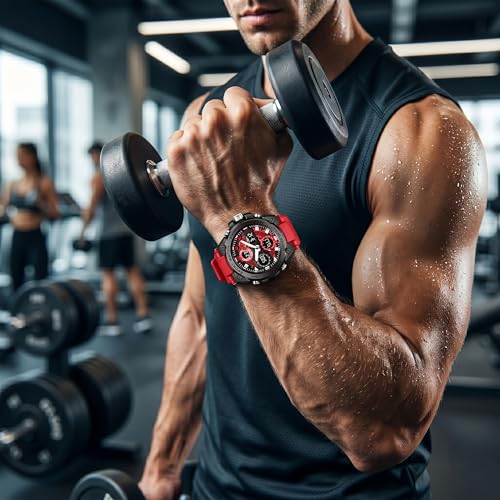 Image of V2A Stryke-TERRAX 5220 Analog-Digital Sports Watch for Men | Bold 3D Dial Design | 50M Waterproof Quartz Watch with Alarm, Stopwatch, Day-Date & Backlight | Rugged Everyday Performance