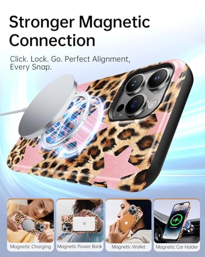 Coque iPhone 13 Pro léopard compatible MagSafe et résistante aux chocs