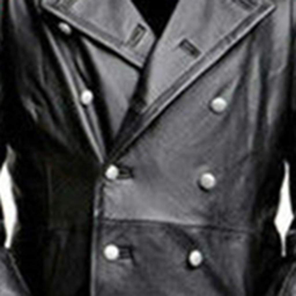 Trench Lungo in Pelle da Uomo, Giacca Lunga in Pelle PU Nera Cappotto Lungo in Pelle Gotica, Taglie Forti