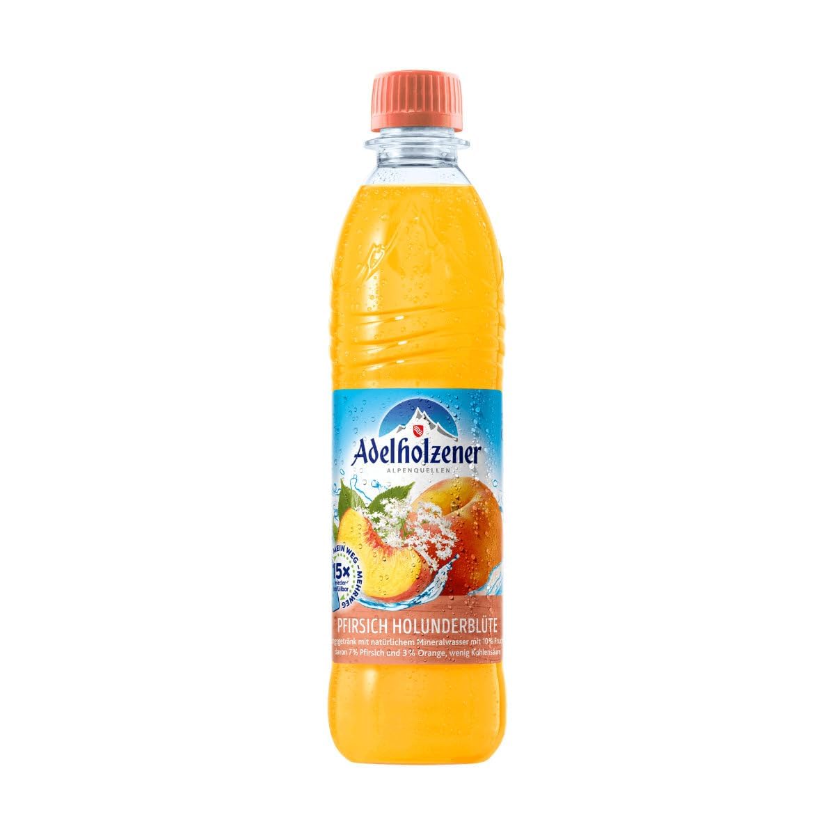 Adelholzener Pfirsich Holunderblüte 16 Flaschen je 0,5l inkl. Mehrweg Pfand
