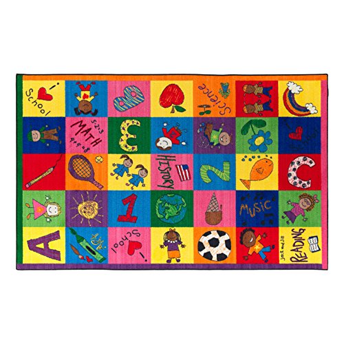 Flagship Carpets Primary Pictures Colorful Drawings Educational Rug for Children's Classroom, Kids Room Carpet, Playroom or Activity Area Rug, 5' x 8', Multicolor