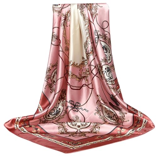 Large Satin Scarf 35 Inch Elegant Satin Head Scarf Square Neck Vintage Imitated Silk Bandana Sleeping Hair Wrapping for Women and Girls4