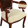 CZL Dining Chair Seat Covers Set of 6 for Dining Room Chairs with Armrest Upgraded Zipper Dining Chair Slipcover Water Repellent Washable Jacquard Stretch Dining Table Seat CoversBeigeSet of 6