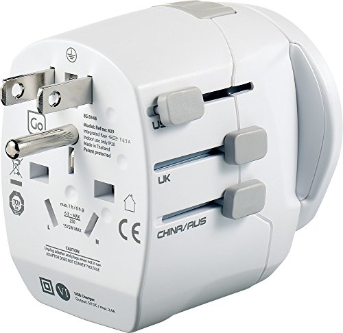 Go Travel Worldwide Grounded Adaptor Plus Usb, White #TOP2