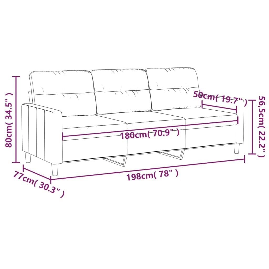 3-osobowa sofa z kremowej tkaniny 180 cm, sofa do salonu, sofa domowa, meble do salonu, sofa relaksacyjna, nowoczesna sofa - 359245
