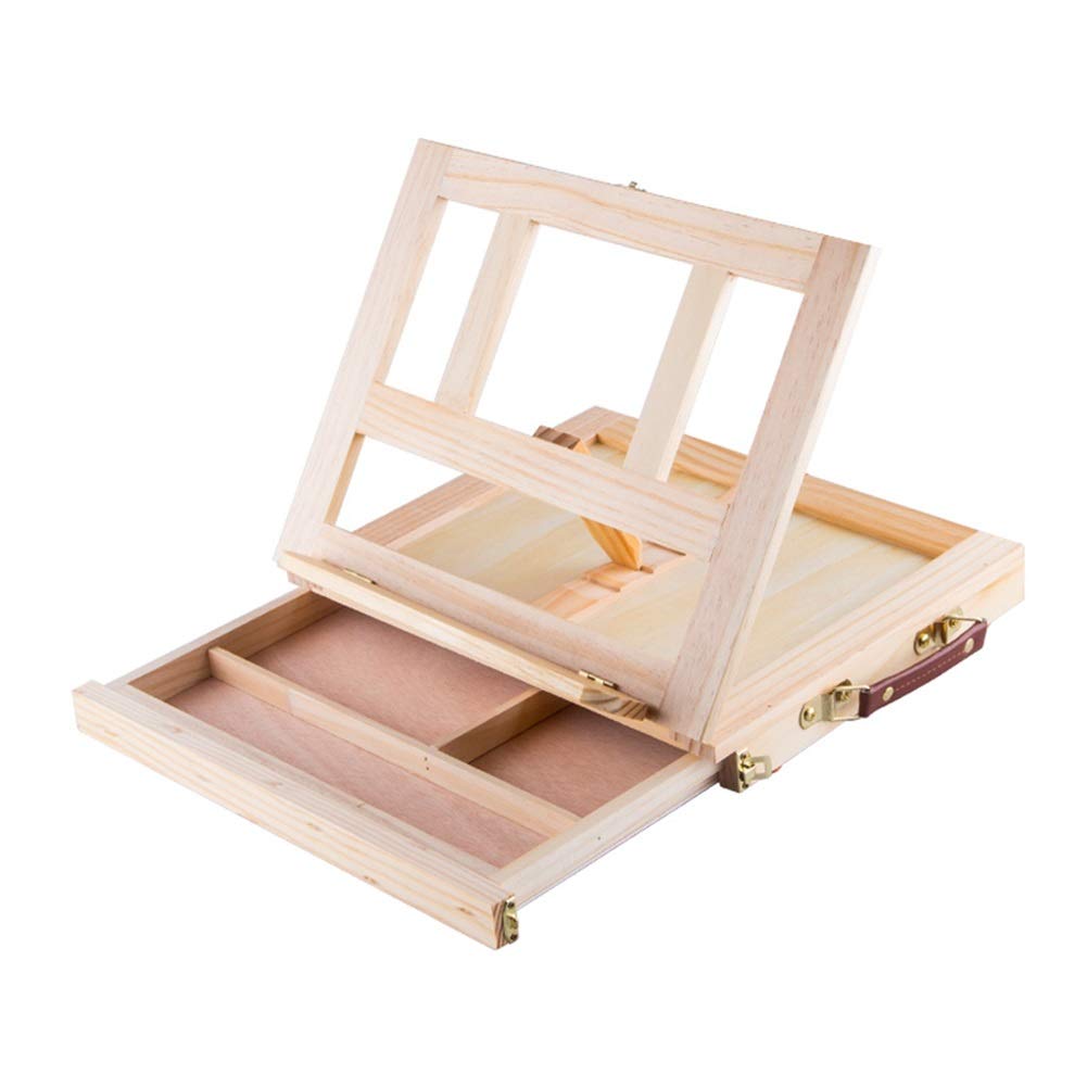 Caballete de escritorio, juego de bandeja de pintura, caballete para pintura al óleo en caja, soporte para bocetos, marcos de fotos, caja artesanal para artistas