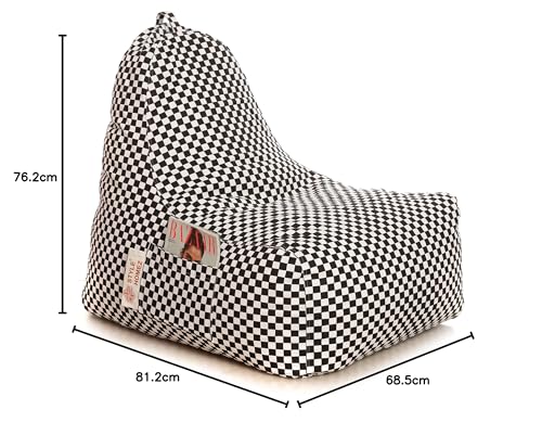 Image of Style Homez Hackey Cotton Canvas Checkered Printed Bean Bag XXL Size Filled with Beans Fillers