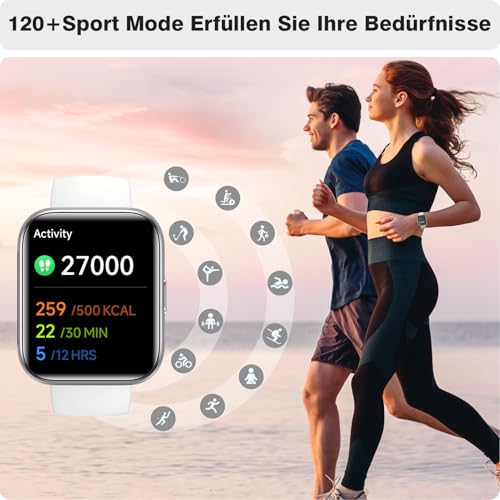 Smartwatch Damen Herren mit Telefonfunktion, 1,85" Fitnessuhr Smart Watch, 120+ Sportmodi Fitness Tracker mit Herzfrequenz/Schlafmonitor… – Ansicht 5