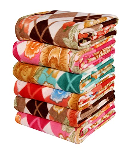 Image of VAS COLLECTIONS All Season Miltipurpose Polar Fleece Blanket Combo| Assorted Multicolour Lightweight Blanket | Set of 6, 60x90 inches