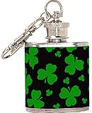 1 Unze Irish Shamrock Clover Flachmann Schlüsselanhänger