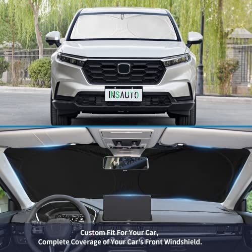 Custom Fit Windshield Sun Shade Compatible With Honda Fit 2015-2020 Front Window Sunshades Uv Ray Blocker 210T Reflective Polyester Sun Visor Cool Car Accessories Xxl(63" X39.4") #TOP4