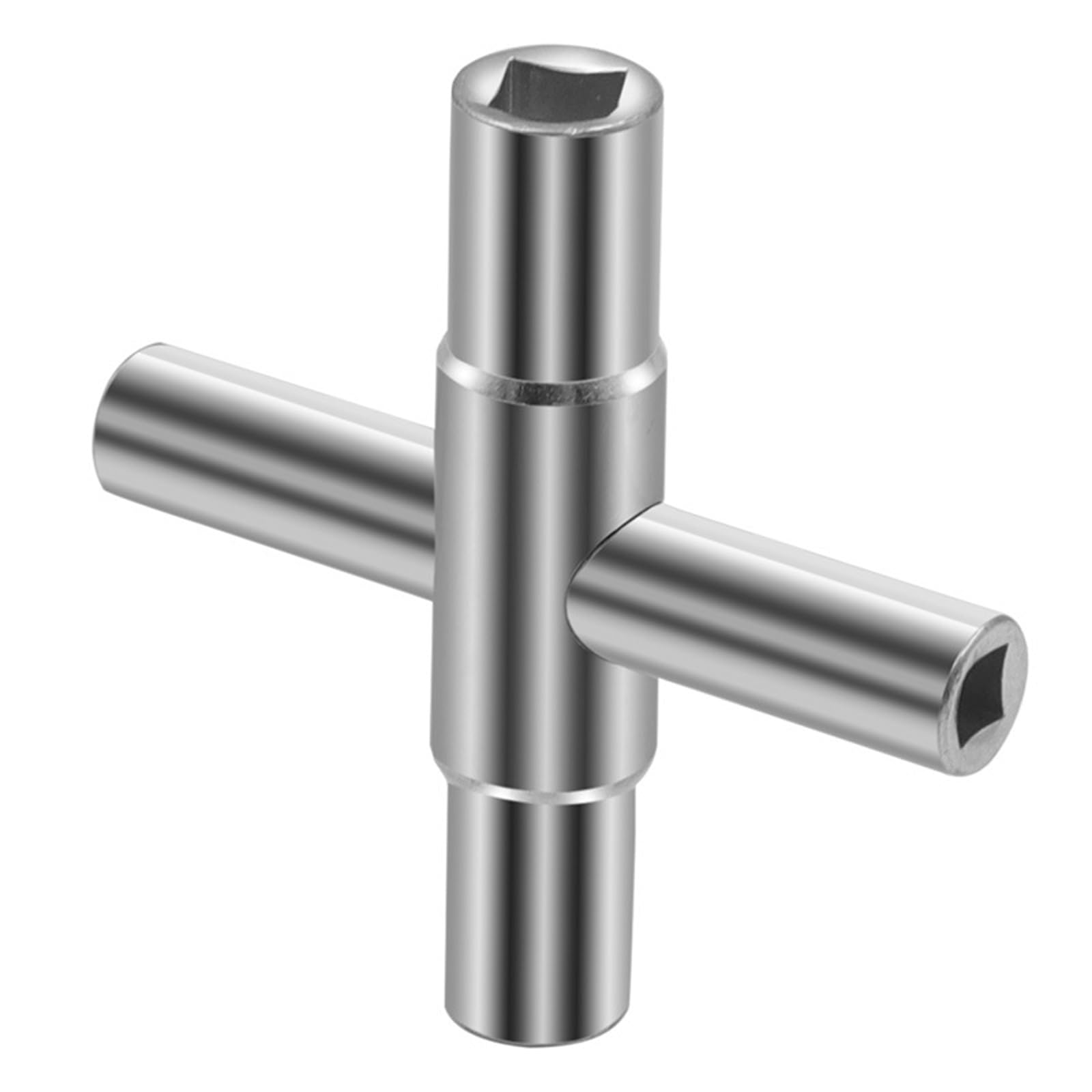 4-Way Sillcock Key Wrench, 4-Way Inner Dimensions 6.5 mm/7 mm/8 mm/9 mm Bleed Key, Steel Four Way Service Utility Key, for Most Sillcock, Stopcock, Water Spigots, Wall-Hydrant and Control Cabinet