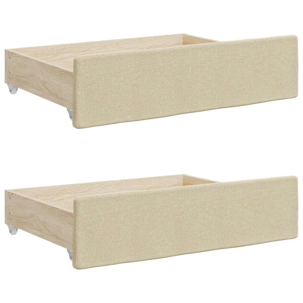 Genérico Cajones de Cama 2 uds Madera de ingeniería y Tela Color Crema,Camas y accesorios-833914