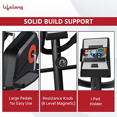 Lifelong Elliptical Cross Trainer Bike with LCD Display, Adjustable SEAT, Hand Pulse Sensor, Adjustable Resistance for Home Use| 1 Year Warranty - Image 4 of 5