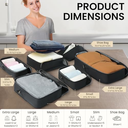BAGAIL Durable 320D Compression Packing Cubes
