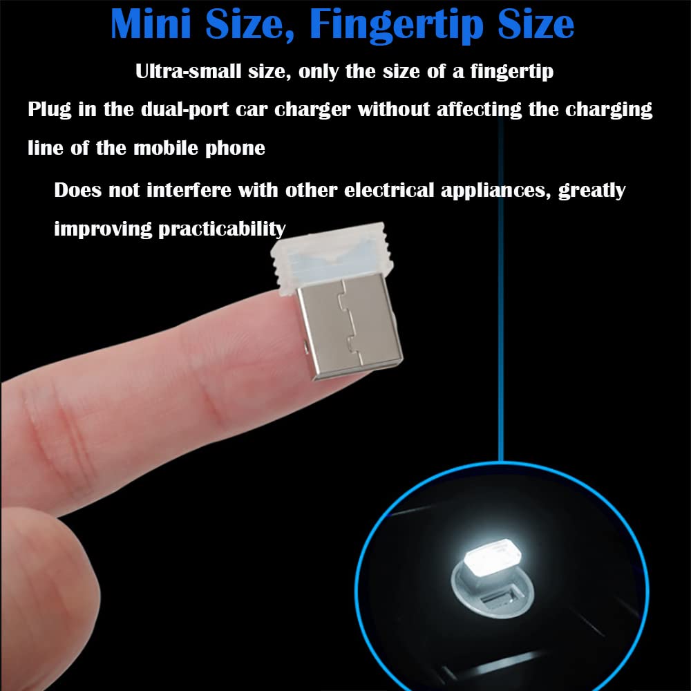 CTRICALVER 10x LED Intérieur Voiture USB – Lumières D’Ambiance Blanc Souple, Éclairage Voiture Plug & Play