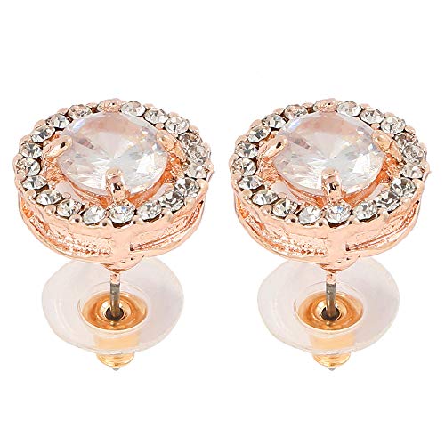 Comficent Ohrstecker, Damen Modern Ohrringe Importiert Zirkon Runde Gefüllte Ohrringe Dame Juweliere für Geschenk, in Siliber und Rosegold (Rosagold) Cover