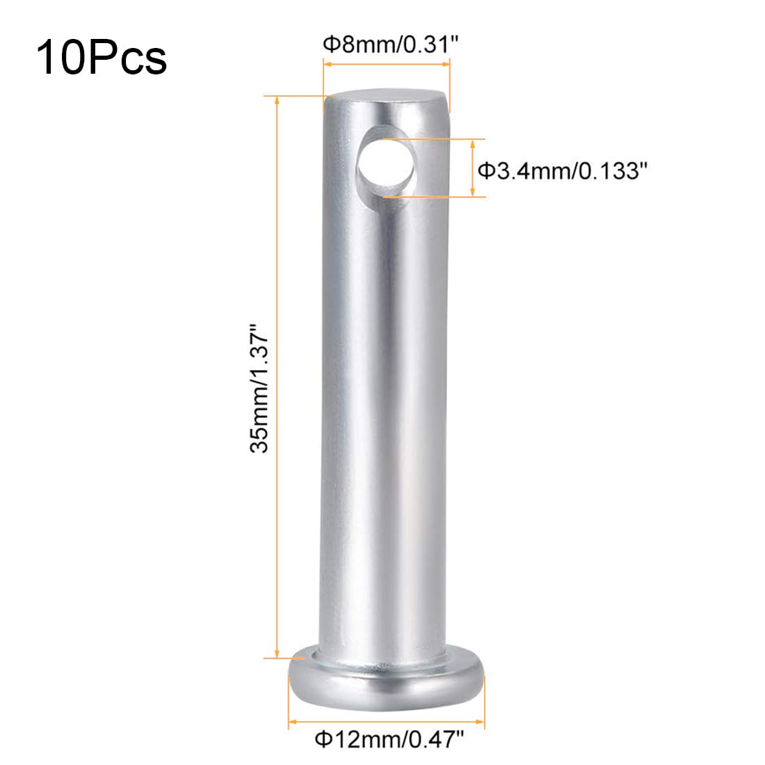 TA-VIGOR 10pcs 8 x 35mm Clevis Pins Single Hole - Image 2