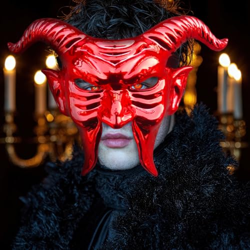 Image of Wanna Party Adult Vampire Dracula Devil Face, Scary Horror Costume Cosplay Accessory for Men and Women, Creepy Prop for Decoration, Gothic Carnival and Haunted Theme Events