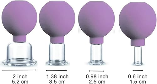 Vista 11 de FeelFree Sport Juego de 4 ventosas faciales de vidrio, ventosas de silicona al vacío, tazas de masaje anticelulitis, juegos de terapia linfática