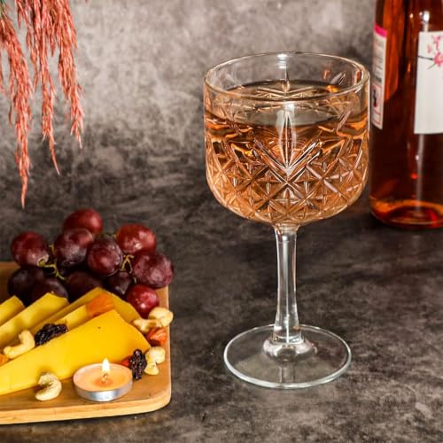 Image of GLASSWARE Vintage Coupe Glasses Set of 1, Large Stemmed Cocktail Glasses, Unique for Champagne and Wine - 500 ml