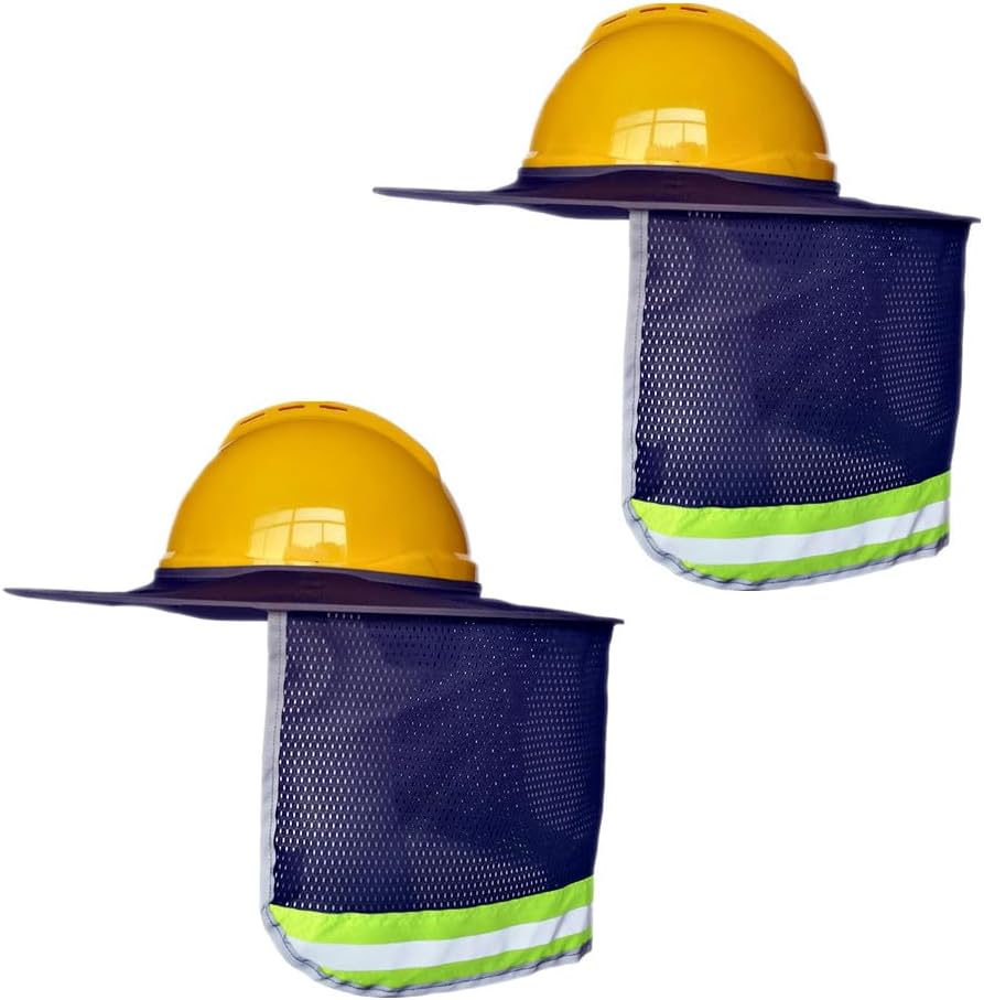 XIAKE Hard Hat Sun Shade Full Brim Mesh Neck Sun Shield with Reflective Strips Neck Sunshade Cover (2 Packs Red)