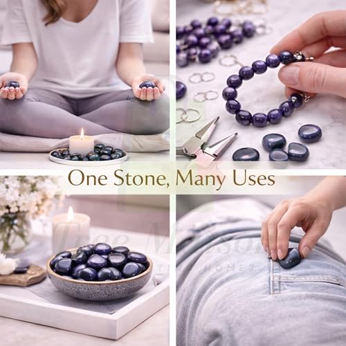 Image of Crystal Amethyst Tumble Stone Pebble Tumbled Gemstone for Reiki Healing Vastu Correction Gravels for Aquarium Home Decor Garden Table 100 Gm