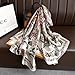 WaJuemy Large Mulberry Silk Feeling Scarf Long Stain Lightweight Scarf Wraps Fashion Designer Scarves Shawls Wraps for Women (01B White Bloom)