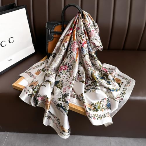 Elegant Silk Scarf Shawl for Women Lightweight Floral Satin Scarf Trendy Silky Scarves Headscarf Neck Shawls Wraps2