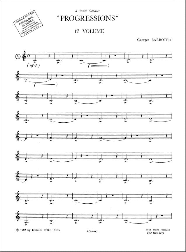 Progressions Volume 1 Solo pour Cor Français recueil mélodique d'apprentissage
