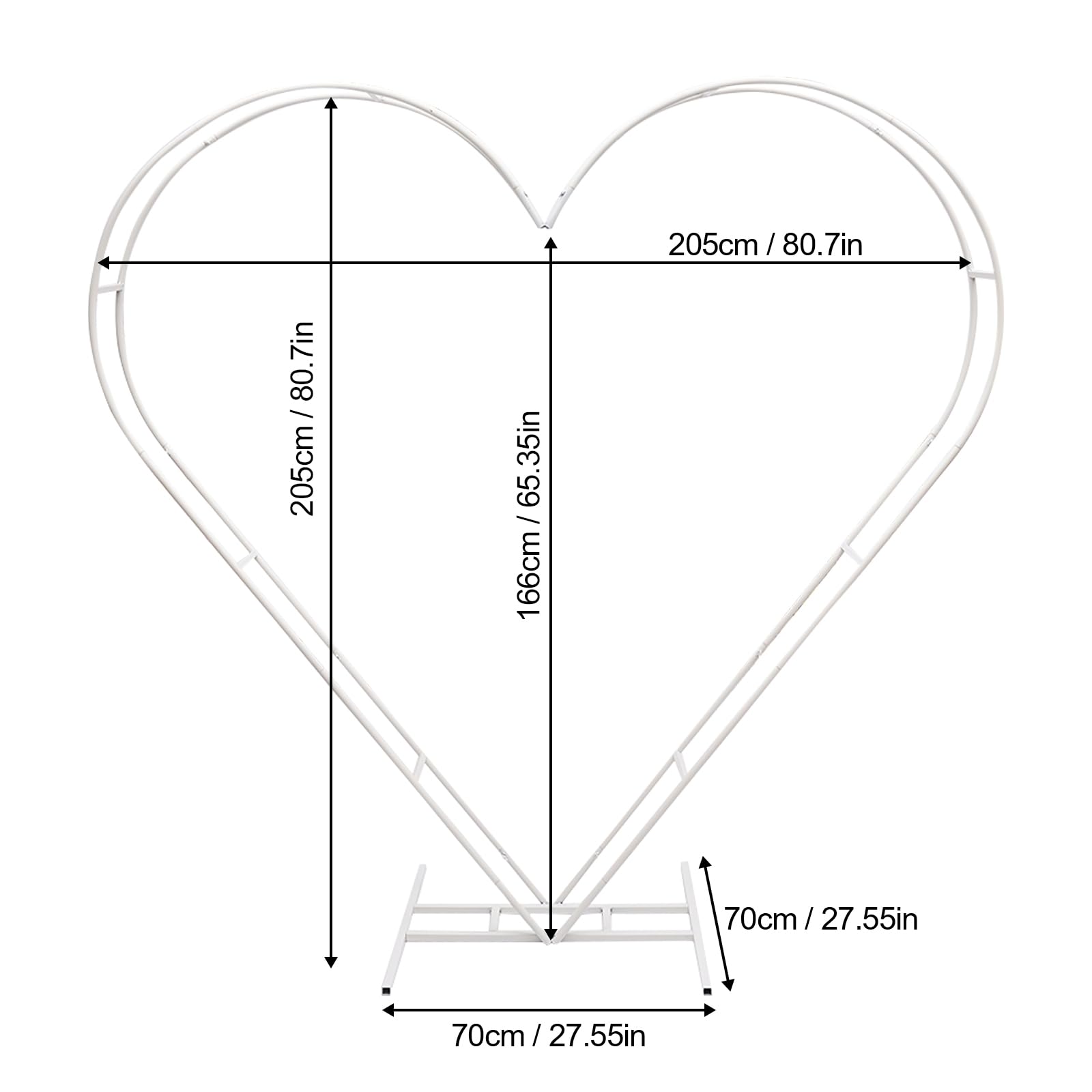 205 cm łuk ślubny w kształcie serca, metalowy łuk balonowy, biały stojak na wesele, kwiaty, łuk balonowy, metalowy łuk ślubny, na wesele, urodziny, imprezę, wesele, jako dekoracja tła
