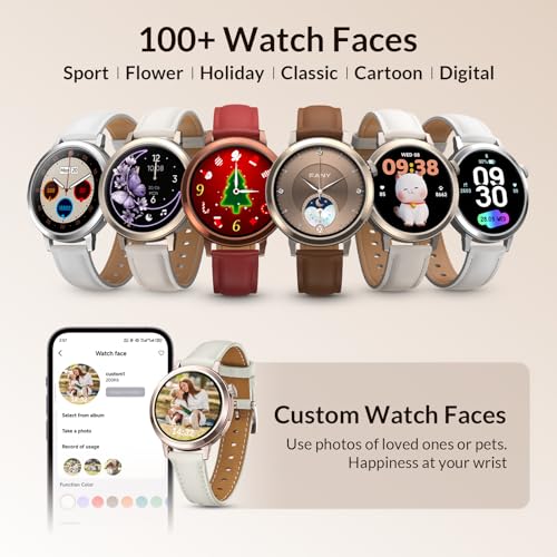 FANY Smart Watch for Women, 1.1'' AMOLED Ultra-Clear Display with Aluminum Case & Leather Band, Fitness Tracker with Sleep/Heart Rate/SpO2/ Breathing/Step Monitor, 110+ Exercise Modes for Android/iOS - image 6