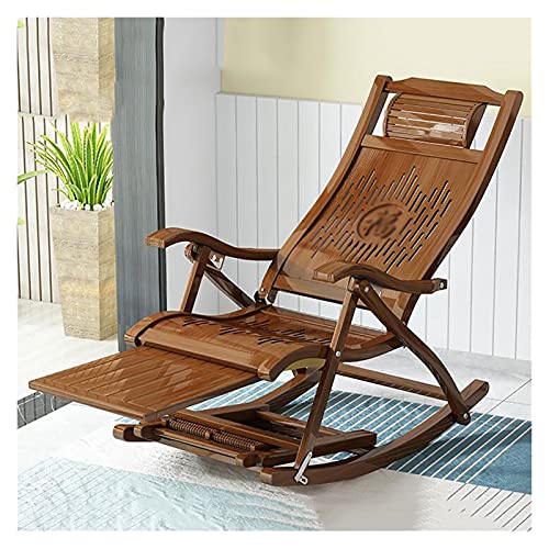 Genérico Sillas de salón para Patio, Mecedora de bambú, Plegable, para Almuerzo, balcón, sofá, Silla de Ocio, Tumbona, Silla de Madera para Exteriores, Silla de jardín reclinable con Tabla
